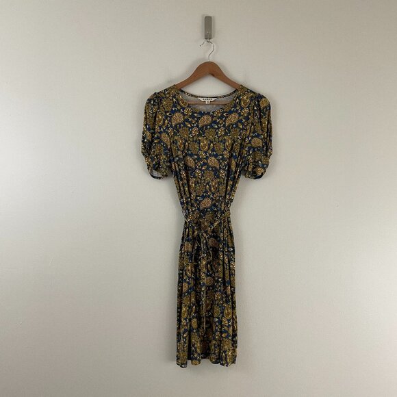 Boden Dresses & Skirts - Boden Knot Detail Jersey Mini Dress in Harvest Gold Paisley Floral Size 6